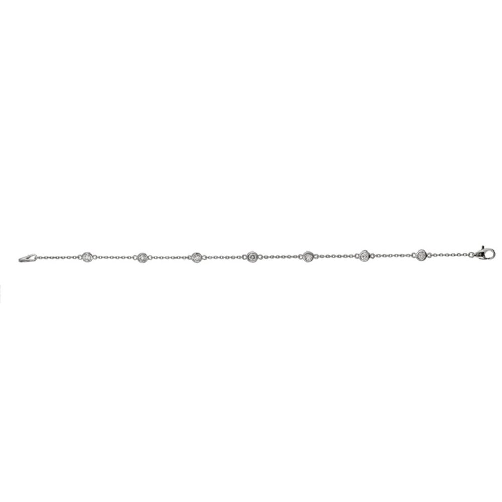 1.50 Carat Natural Diamond Bezel Bracelet G SI 14K White Gold 7'' 7 stones